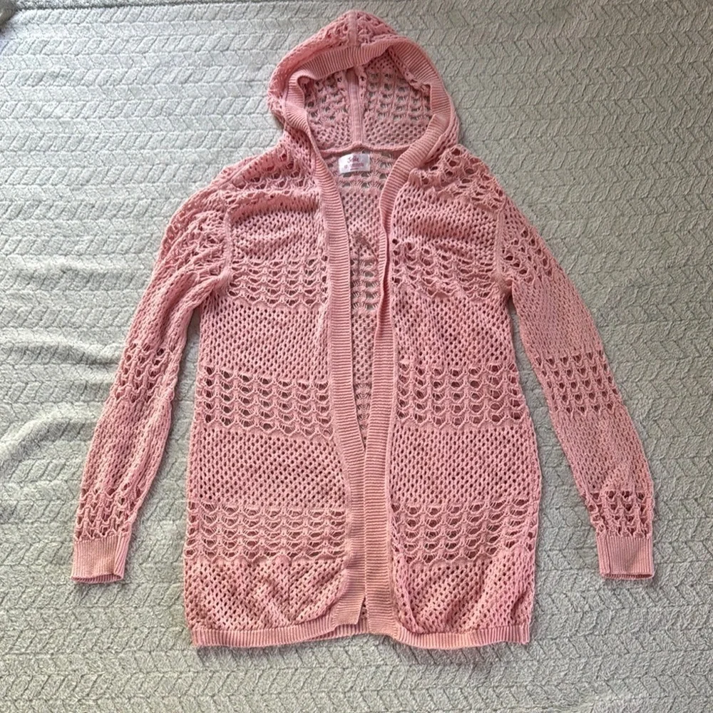 Justice Pink Knit Cardigan with Hood